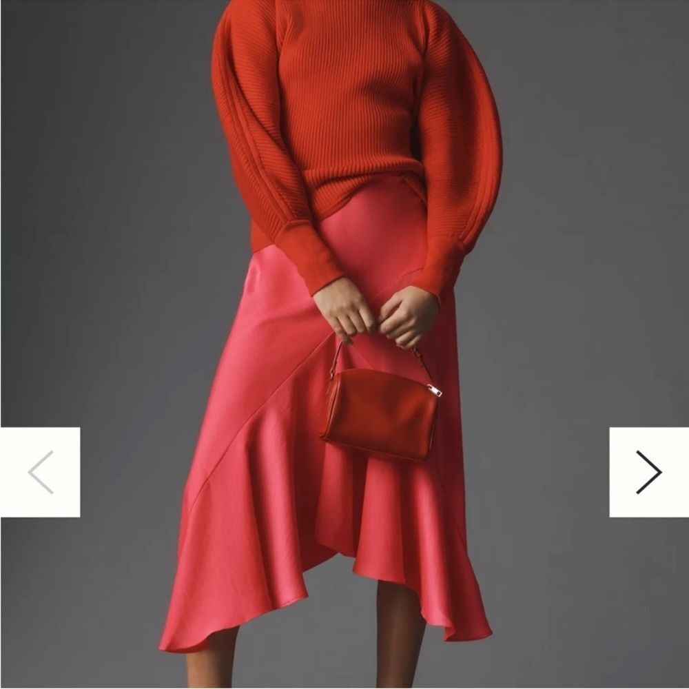 Anthropologie Hot Pink Asymmetrical Skirt - Picture 2 of 8